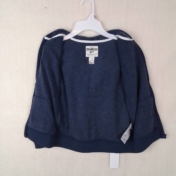 OshKosh Fleece Lined‎ Full Zip Hoodie Size 7 in Blue w/ Branding - Picture 3 of 11